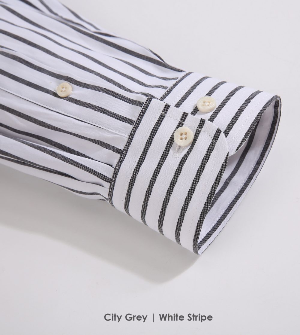 The Elizabeth Stripes Shirts, Mens Oxford Stripe Shirt Button Down Collar Office or Casual, (City Grey | White Stripe) - Image 8