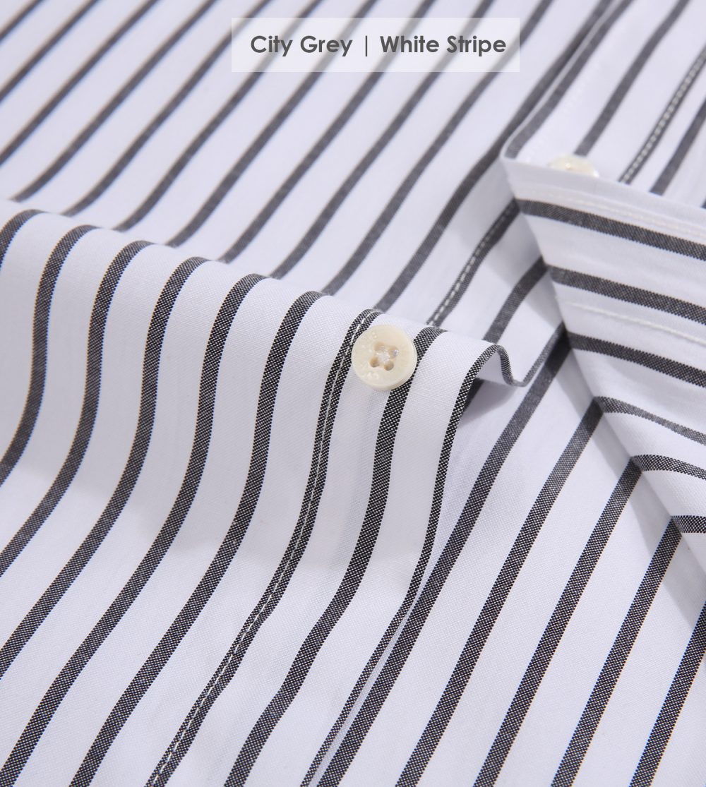 The Elizabeth Stripes Shirts, Mens Oxford Stripe Shirt Button Down Collar Office or Casual, (City Grey | White Stripe) - Image 9