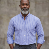 The Elizabeth Stripes Shirts, Mens Oxford Stripe Shirt Button Down Collar Office or Casual, (Denim Blue | Bold Stripe) - Thumbnail Image 2