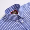 The Elizabeth Stripes Shirts, Mens Oxford Stripe Shirt Button Down Collar Office or Casual, (Denim Blue | Bold Stripe) - Thumbnail Image 7