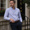 The Elizabeth Stripes Shirts, Mens Oxford Stripe Shirt Button Down Collar Office or Casual, (Denim Blue | White Stripe) - Thumbnail Image 2