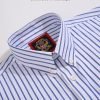 The Elizabeth Stripes Shirts, Mens Oxford Stripe Shirt Button Down Collar Office or Casual, (Denim Blue | White Stripe) - Thumbnail Image 7