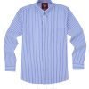 The Elizabeth Stripes Shirts, Mens Oxford Stripe Shirt Button Down Collar Office or Casual, (Ocean Blue | Bold Stripe) - Thumbnail Image 6
