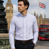 The Elizabeth Stripes Shirts, Mens Oxford Stripe Shirt Button Down Collar Office or Casual, (Ocean Blue | White Stripe) - Thumbnail Image 2