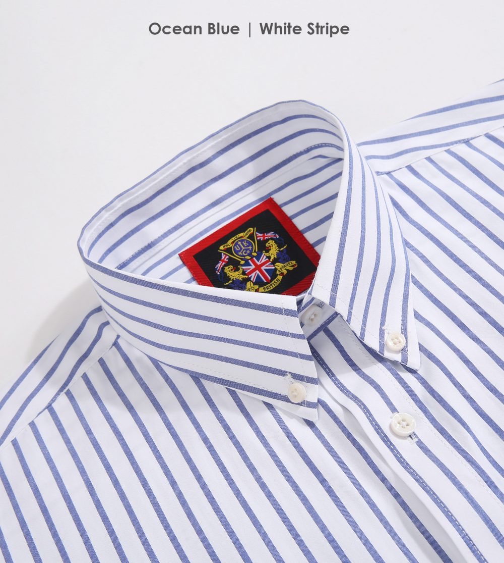 The Elizabeth Stripes Shirts, Mens Oxford Stripe Shirt Button Down Collar Office or Casual, (Ocean Blue | White Stripe) - Image 7