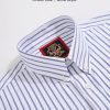 The Elizabeth Stripes Shirts, Mens Oxford Stripe Shirt Button Down Collar Office or Casual, (Ocean Blue | White Stripe) - Thumbnail Image 7