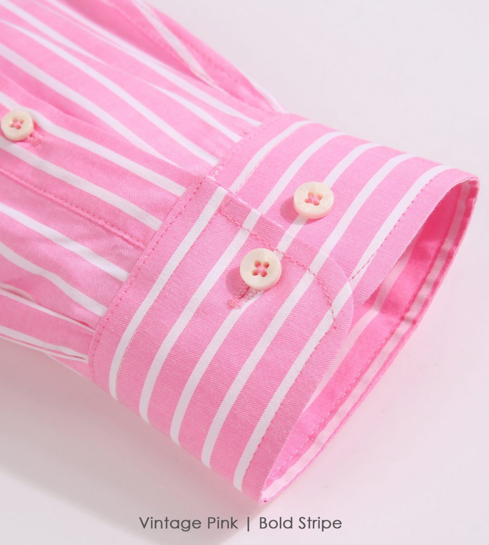 The Elizabeth Stripes Shirts, Mens Oxford Stripe Shirt Button Down Collar Office or Casual, (Vintage Pink | Bold Stripe) - Image 8