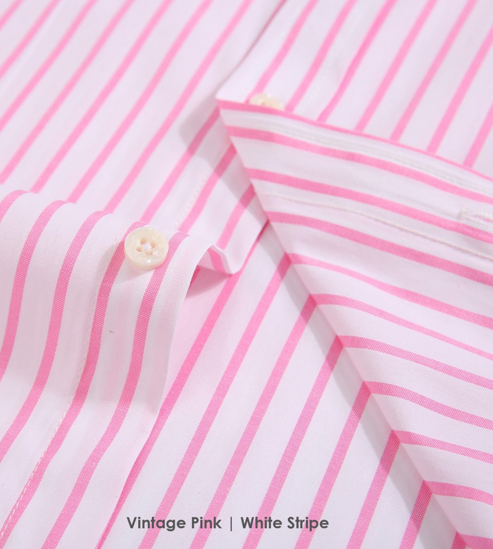 The Elizabeth Stripes Shirts, Mens Oxford Stripe Shirt Button Down Collar Office or Casual, (Vintage Pink | White Stripe) - Image 9