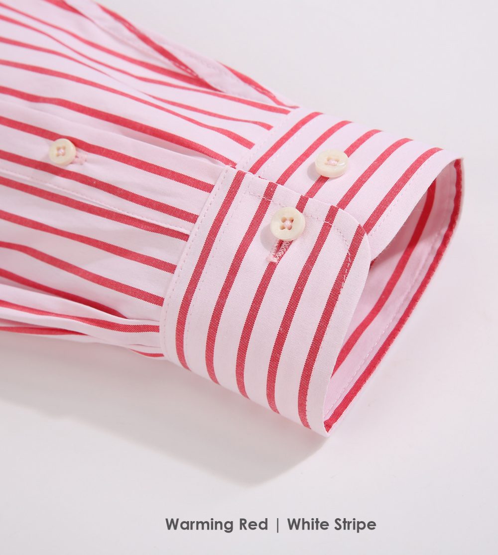 The Elizabeth Stripes Shirts, Mens Oxford Stripe Shirt Button Down Collar Office or Casual, (Warming Red | White Stripe) - Image 8