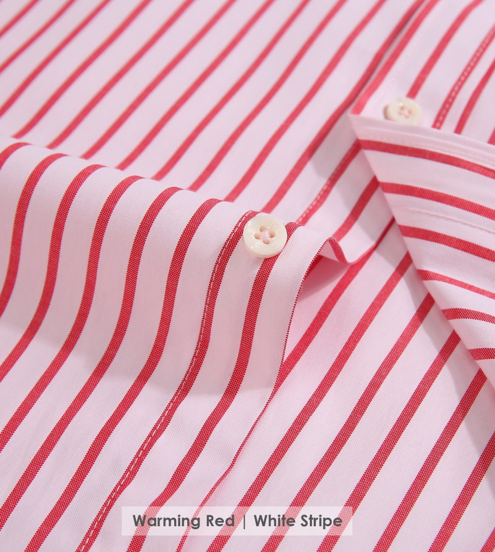 The Elizabeth Stripes Shirts, Mens Oxford Stripe Shirt Button Down Collar Office or Casual, (Warming Red | White Stripe) - Image 9