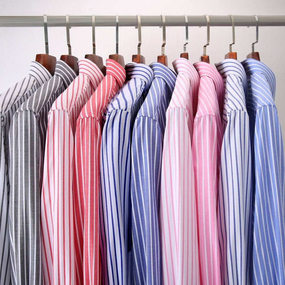 The Elizabeth Stripes Shirts, Mens Oxford Stripe Shirt Button Down Collar Office or Casual, (Vintage Pink | Bold Stripe) - Image 11