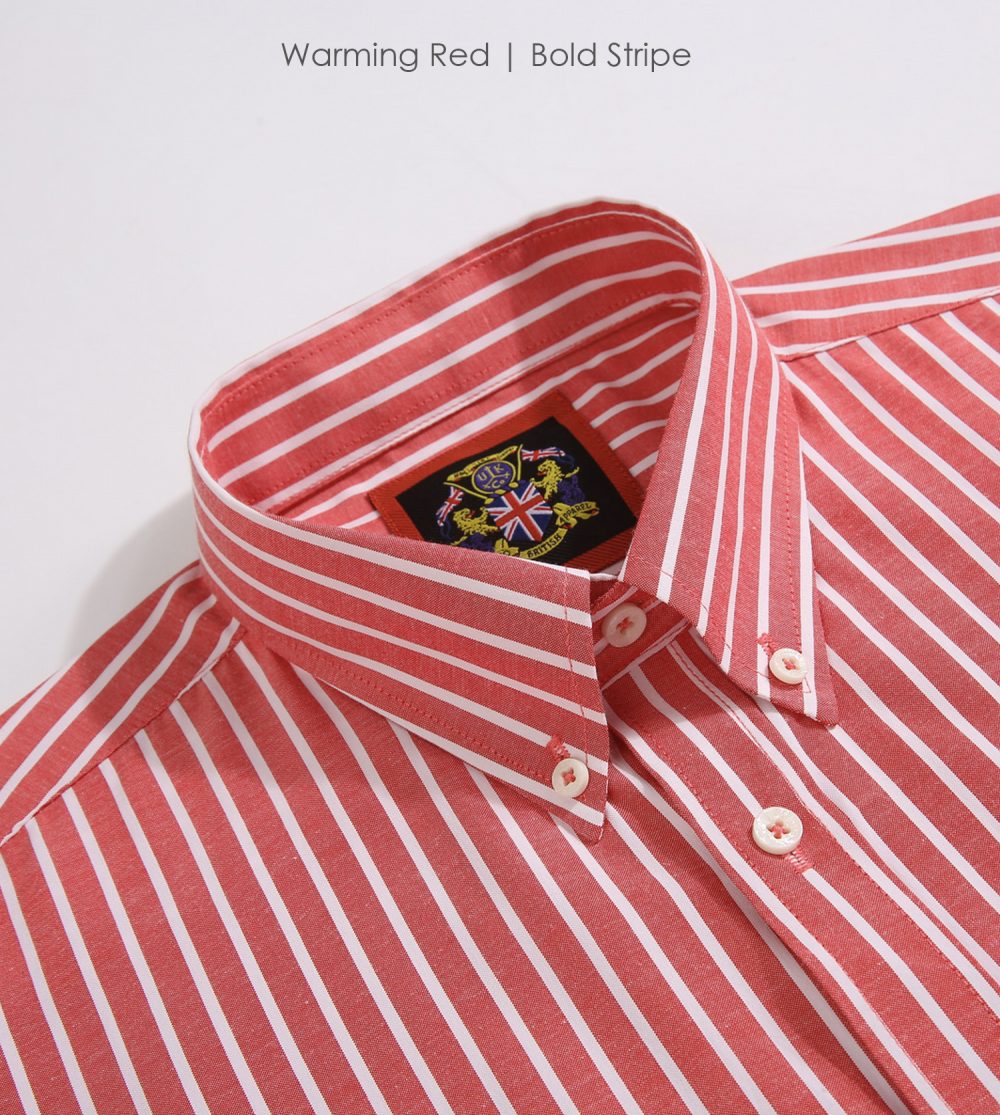 The Elizabeth Stripes Shirts, Mens Oxford Stripe Shirt Button Down Collar Office or Casual, (Warming Red | Bold Stripe) - Image 7