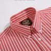 The Elizabeth Stripes Shirts, Mens Oxford Stripe Shirt Button Down Collar Office or Casual, (Warming Red | Bold Stripe) - Thumbnail Image 7
