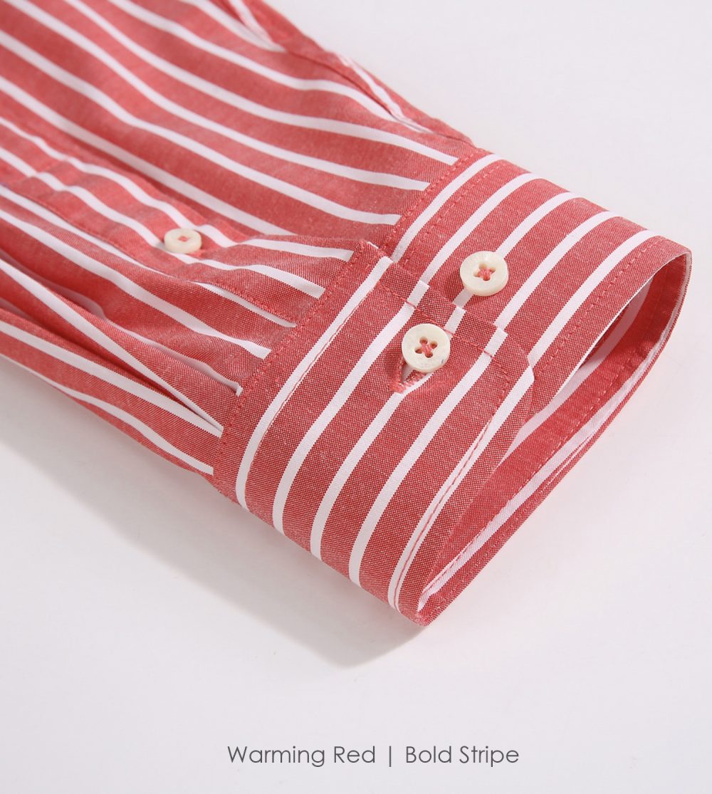 The Elizabeth Stripes Shirts, Mens Oxford Stripe Shirt Button Down Collar Office or Casual, (Warming Red | Bold Stripe) - Image 8