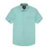 (Paris Mint, Plain) Mens Short Sleeve Oxford Shirt Plain or Stripe, Classic Fit, Button Down Collar & Pocket. Holiday Apparel Leisure Shirts - Thumbnail Image 4