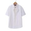 Mens Short Sleeve Oxford Shirt Plain or Stripe, Classic Fit, Button Down Collar & Pocket. Holiday Apparel Leisure Shirts. (Warm White, Plain) - Thumbnail Image 5