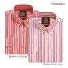 The Elizabeth Stripes Shirts (Twin Pack), Mens Oxford Stripe Shirt Button Down Collar Office or Casual, Warming Red - Thumbnail Image 5