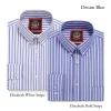 The Elizabeth Stripes Shirts (Twin Pack), Mens Oxford Stripe Shirt Button Down Collar Office or Casual, Denim Blue - Thumbnail Image 5