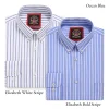 The Elizabeth Stripes Shirts (Twin Pack), Mens Oxford Stripe Shirt Button Down Collar Office or Casual, Ocean Blue - Thumbnail Image 5