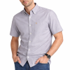 (Cool Grey, Plain) Mens Short Sleeve Oxford Shirt Plain or Stripe, Classic Fit, Button Down Collar & Pocket. Holiday Apparel Leisure Shirts - Thumbnail Image 4