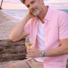 (Tickle Me Pink, Plain) Mens Short Sleeve Oxford Shirt Plain or Stripe, Classic Fit, Button Down Collar & Pocket. Holiday Apparel Leisure Shirts - Thumbnail Image 3