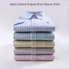 (Cool Grey, Stripe) Mens Short Sleeve Oxford Shirt Plain or Stripe, Classic Fit, Button Down Collar & Pocket. Holiday Apparel Leisure Shirts - Thumbnail Image 14