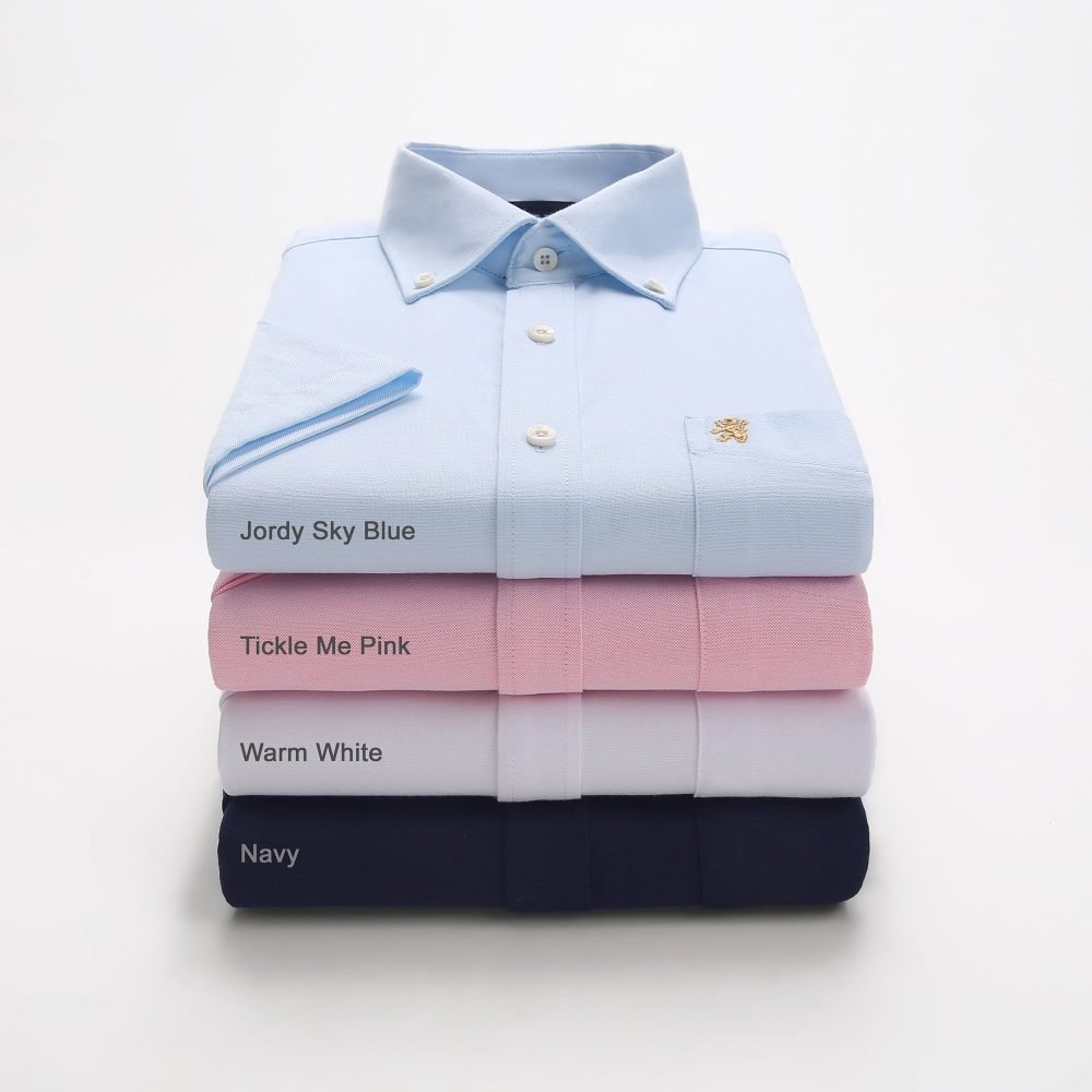 Mens Short Sleeve Oxford Shirt Plain or Stripe, Classic Fit, Button Down Collar & Pocket. Holiday Apparel Leisure Shirts. (Warm White, Plain) - Image 13