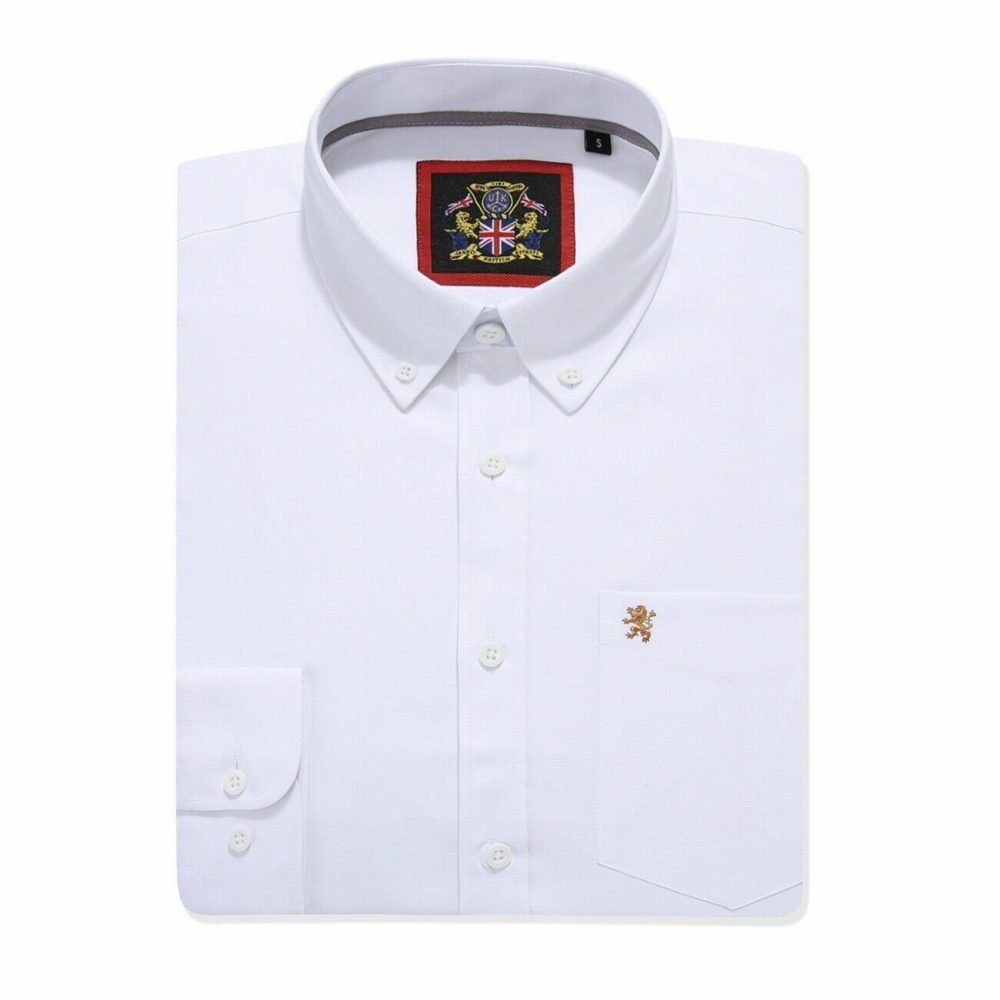 English Oxford Mens Button Down Shirt. Casual Office Work Weekender by Janeo British Apparel. Warm White - Image 5