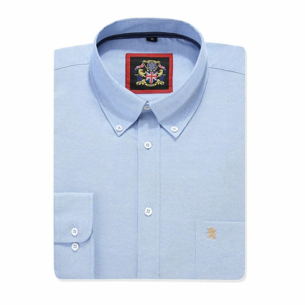 Mens English Oxford Shirt Button Down. Casual Office Work Weekender by Janeo British Apparel. Ocean Blue - Image 5
