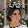 Occasion Hatinator, Beautifully Sculptured Headwear Wide Brim Fascinator for Weddings or the Races, Bows shape centre and airy feathers JaneoBritishApparel - Black - Thumbnail Image 1