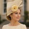Fascinator Headwear in Structured Styling with Classic Pill Box Cap Sophisticated Folded Net Lapel & Corsage, 4 Colours - Light Champagne - Thumbnail Image 1