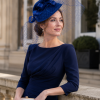 Statement Fascinator Headwear Veiled Net with Pillbox Base, Structured Satin Rose Corsage & Curls. Simple Elegant Solid Colour - Electric Blue - Thumbnail Image 1