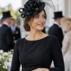 Statement Fascinator Headwear Veiled Net with Pillbox Base, Structured Satin Rose Corsage & Curls. Simple Elegant Solid Colour. Black - Thumbnail Image 1