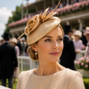 Dome Pillbox Fascinator, Minimalistic Style, All Satin with curled Roses & Quill. Elegant Headwear 7 Colours - Gold - Thumbnail Image 1