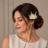 Miniature Pin Brooch Style Fascinator Headwear Decoration or Brooch Pin Shaped Ostrich Feathers - Gold - Thumbnail Image 1