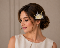 Miniature Pin Brooch Style Fascinator Headwear Decoration or Brooch Pin Shaped Ostrich Feathers - Gold