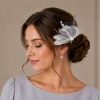 Miniature Pin Brooch Style Fascinator Headwear Decoration or Brooch Pin Shaped Ostrich Feathers - Tonal Grey - Thumbnail Image 1