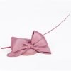 Mini Domed Single Bow Fascinator Hat in all Satin Fabric.Classic Minimalist Formal & Elegant Hatinator.6 Classic Colours – Dusky Heather Pink - Thumbnail Image 4