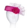 Pillbox Fascinator Headwear.Classic Minimal Style Corsage Hat and Net Bow.Bridal or Races 4 Stunning Colours. - Geisha Cerise Pink - Thumbnail Image 4