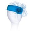 Pillbox Fascinator Headwear.Classic Minimal Style Corsage Hat and Net Bow.Bridal or Races 4 Stunning Colours. - Turquoise Blue - Thumbnail Image 4