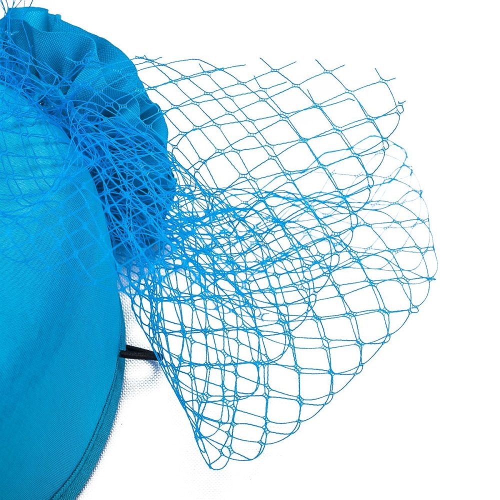 Pillbox Fascinator Headwear.Classic Minimal Style Corsage Hat and Net Bow.Bridal or Races 4 Stunning Colours. - Turquoise Blue - Image 10