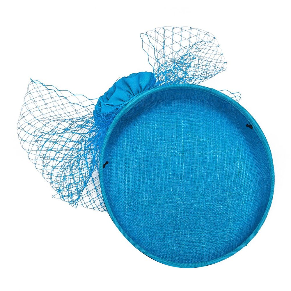 Pillbox Fascinator Headwear.Classic Minimal Style Corsage Hat and Net Bow.Bridal or Races 4 Stunning Colours. - Turquoise Blue - Image 11