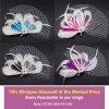 Headwear Mini Hairpin Fascinator or Lapel Brooch Pin,Stunning Quaint Fan Shape Feather,Nett & Diamantes Decoration 4 Colours -Off White - Turquoise - Thumbnail Image 2