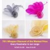 Headwear Mini Hairpin Fascinator or Lapel Brooch Pin, Stunning Quaint Fan Shape Feather, Sinamay Rose 4 Colours - Tonal Grey - Thumbnail Image 2