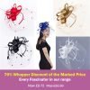 Statement Fascinator With Layered Satin Bows, Net Veil, Feather Plumes, Sinamay Fabric Base, 6 Stunning Colours - Red - Thumbnail Image 2