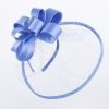 Wide Brim Statement Fascinator Headwear with Satin Structured Bows Corsage Minimalistic Bridal or Royal Ascot Hatinator - Porcelain Blue - Thumbnail Image 4