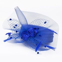Satin Pillbox Fascinator Clean Defined Classic Shape Corsage, Structured Net & Veil Hatinator – Stunning Statement Piece - Electric Blue