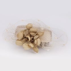 Pillbox Hat Fascinator Headwear.Vintage Style Lace Corsage & Net Bow.Bridal or Races 5 Stunning Colours. Janeo Fascinators - Champaign Beige