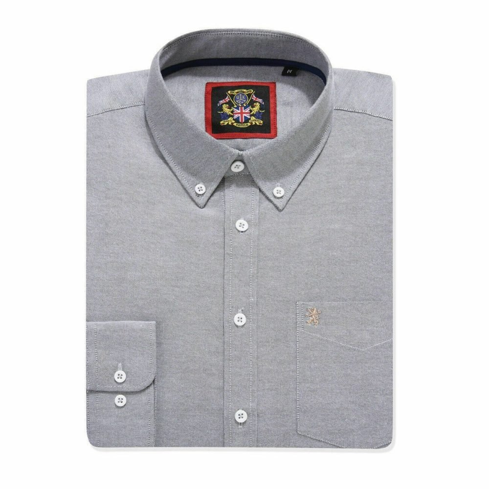 Mens English Oxford Shirt Button Down. Casual Office Work Weekender by Janeo British Apparel. Cool Grey - Image 5