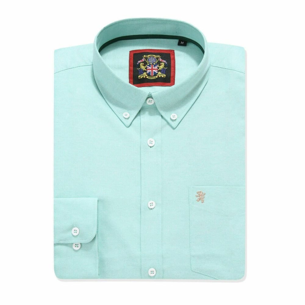 Mens English Oxford Shirt Button Down. Casual Office Work Weekender by Janeo British Apparel. Paris Mint - Image 5